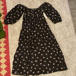 Floral black swept away dress billabong